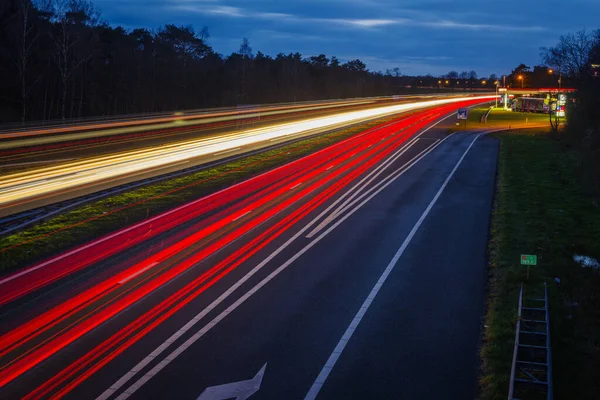 Oldenzaal Paesi Bassi Marzo 2023 Lunga Esposizione Traffico Sull Autostrada — Foto Stock