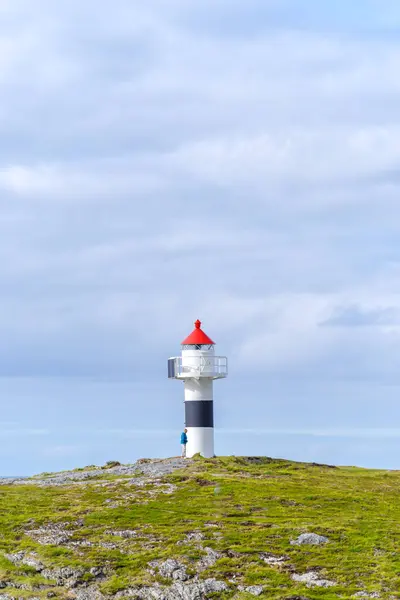 Norveç 'in Andoya, Lofoten adalarının batı kıyısındaki Borhella deniz feneri