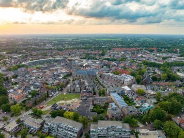 Oldenzaal 'ın havadan görünüşü, NETHERLANDS' ın doğu yakasında küçük bir şehir..
