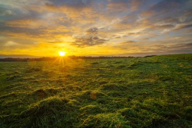 Kırsal bir arazide altın gün batımı