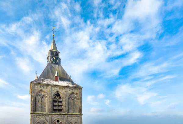 Hollanda, Oldenzaal 'daki Plechelmus Bazilika Kulesi' nin hava fotoğrafı..