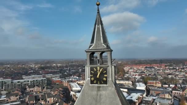 Rekaman Udara Dari Basilika Plechelmus Sebuah Gereja Katolik Kota Belanda — Stok Video