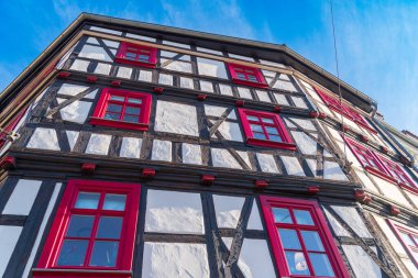 traditional half timbered houses exterior in Erfurt, Germany clipart