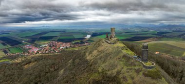 aerial shot of the Hazmburk castle in czech republic.  clipart