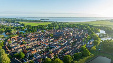 Hollanda 'da güçlendirilmiş bir kasaba olan Naarden' in havadan görünüşü