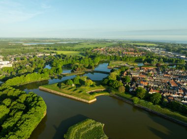 Hollanda 'da güçlendirilmiş bir kasaba olan Naarden' in havadan görünüşü