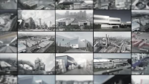 近代的な工場の航空ビューは 近代的な工場にまたがります 近代的な工場の外観 — ストック動画