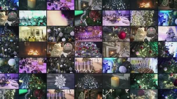 Χριστουγεννιάτικο Κολλάζ Στολισμού Χριστουγεννιάτικα Στολίδια Πολύπτυχα Χριστουγεννιάτικος Τοίχος Βίντεο — Αρχείο Βίντεο