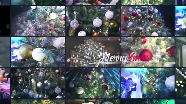 Frohe Weihnachten Frohe Weihnachten Infografiken Fröhliche Weihnachten Videowand Mit Inschrift — Stockvideo