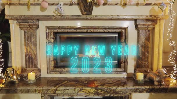 Щасливого Нового 2023 Року Задньому Плані Дерева Кристалів Новим Роком — стокове відео