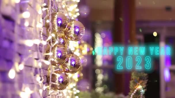 Καλή Χρονιά 2023 Νέο Έτος Διακοσμήσεις Στο Παρασκήνιο Καλή Χρονιά — Αρχείο Βίντεο