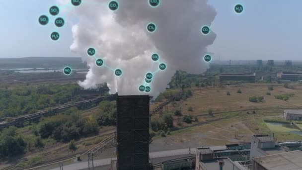 Émission Substances Solides Dans Atmosphère Visualisation Pollution Environnementale Fumée Blanche — Video