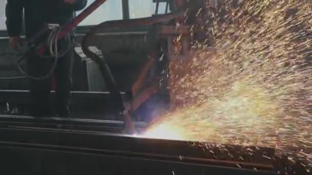 Sparks Close Sparks Slow Motion Sparks Cutting Metal Slow Motion — Stock Video