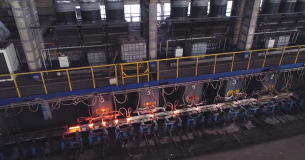 Metallo Rotolamento Produzione Muovendosi Nastro Metallo Caldo Processo Produzione Impianto — Video Stock