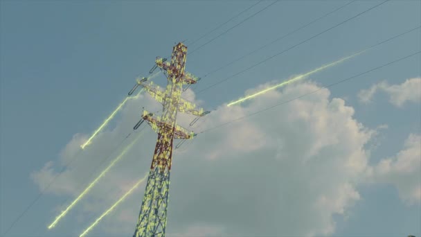 Power Line Blue Sky Modern High Voltage Tower Electrical Transmission — 图库视频影像