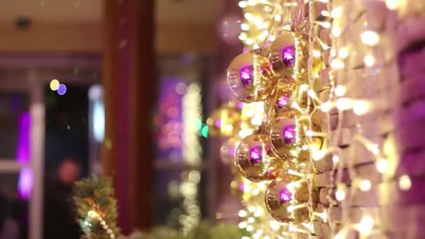 Kerst Slinger Muur Close Kerstversiering Kerstdecor — Stockvideo