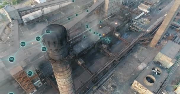 Utsläpp Fasta Ämnen Atmosfären Visualisering Miljöföroreningar Vit Rök Från Fabriksskorstenen — Stockvideo