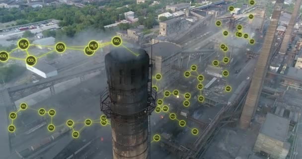 Emisión Sustancias Sólidas Atmósfera Visualización Contaminación Ambiental Humo Blanco Chimenea — Vídeo de stock