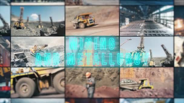 鉱石採掘と冶金 鉱石採掘と冶金オープニングフレーム 鉱石採掘と冶金のスクリーンセーバー — ストック動画