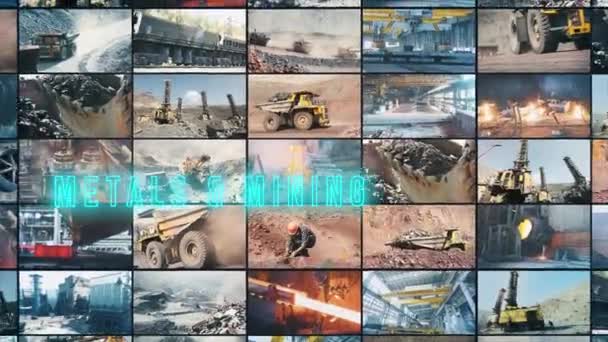 Kovy Těžební Průmysl Infografie Kovovýrobního Důlního Průmyslu Otevírací Rám Kovovýroby — Stock video