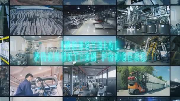 工業生産プロセスのインフォグラフィック 工業生産プロセス碑文 工業生産プロセスオープナー — ストック動画
