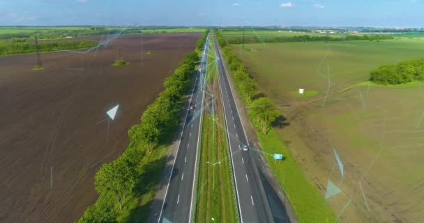 智能自动化道路的可视化 车里的人工智能 现代智能道路的概念 安全的道路 — 图库视频影像