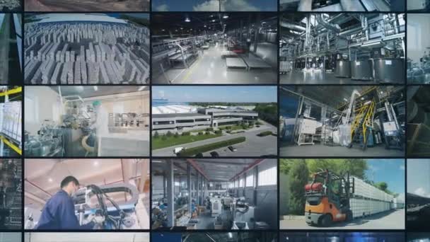 Modern Warehouse Collage Multiscreen Video Work Large Warehouse Modern Warehouse — Video Stock