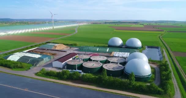 Large Biogas Plant Aerial View Visualization Modern Technologies Data Sciences — Vídeos de Stock