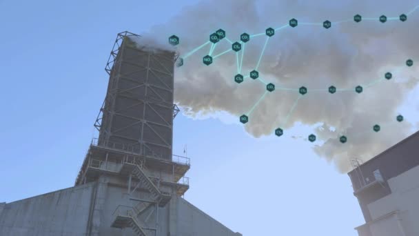 Atmosfere Katı Maddelerin Salınımı Çevresel Kirlilik Görselleştirme Fabrika Bacasından Çıkan — Stok video
