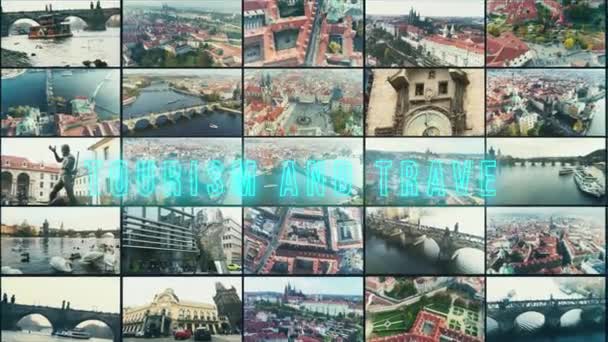 Voyages Tourisme Multiscreen Voyage République Tchèque Multiscream Collage Vue Aérienne — Video