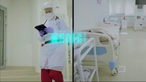 医学と医薬品のインフォグラフィック 医学と医薬品のコラージュ 医薬品マルチスクリーン — ストック動画