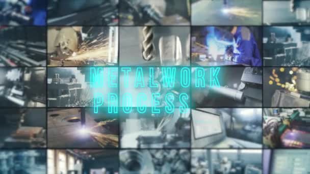 Metalwork Processes Multiscreen Metalwork Processes Split Screen Metalwork Processes Infographics — Stock Video