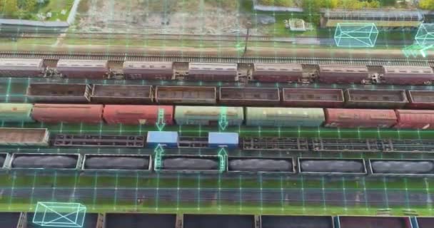 Přeprava Železnici Vizualizace Moderní Železniční Dopravy Nákladní Železniční Doprava — Stock video