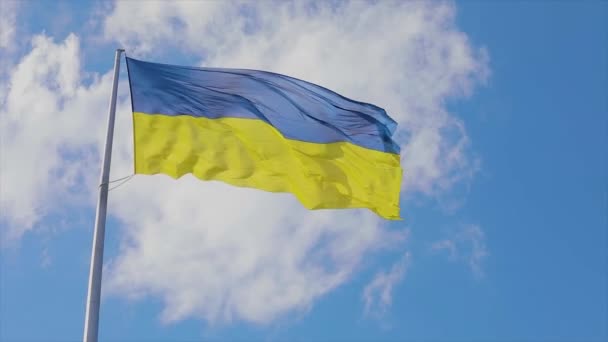 Український Прапор Прапор України Флагштоку Прапор України Проти Блакитного Неба — стокове відео