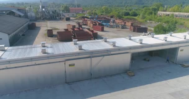 Premises Forced Drying Wood Modern Drying Chambers Woodworking Plant Industrial — Stock Video
