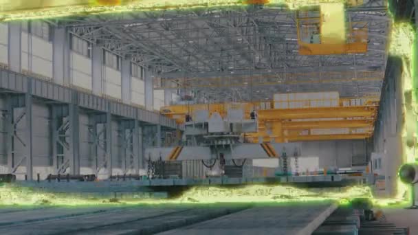 Δέσμη Γερανού Στο Εργοστάσιο Εσωτερικό Μεταλλουργικού Εργοστασίου Σύγχρονο Εργαστήριο Μιας — Αρχείο Βίντεο