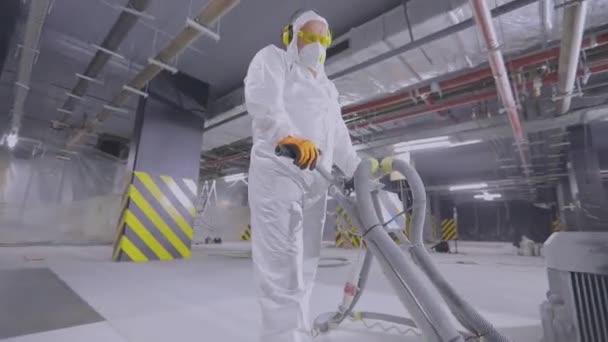 Κατασκευαστές Γυαλίζουν Πάτωμα Ειδικό Εξοπλισμό Τήξη Σκυροδέματος Κατασκευαστές Εργοτάξιο — Αρχείο Βίντεο