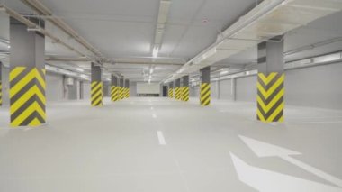 Boş yeraltı otoparkı. Modern boş yeraltı otoparkı. Parlak modern otopark.