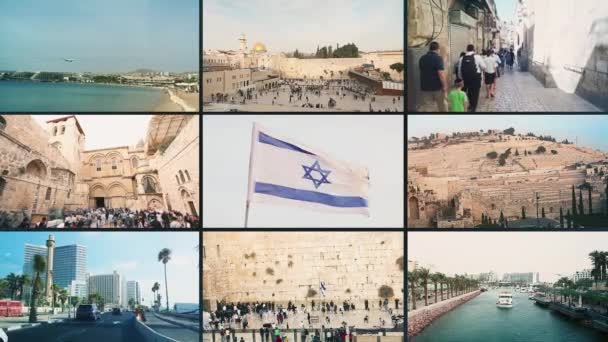 Израиль Путешествия Иконные Места Иерусалиме Путешествие Израиль Мультиэкран — стоковое видео