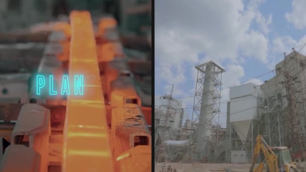 Video Multi Finestra Esterni Industriali Esterno Industriale Industria Pesante — Video Stock