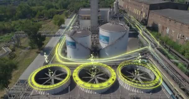 Mendinginkan Menara Dari Drone Industri Pendinginan Menara Menara Pendingin Basah — Stok Video