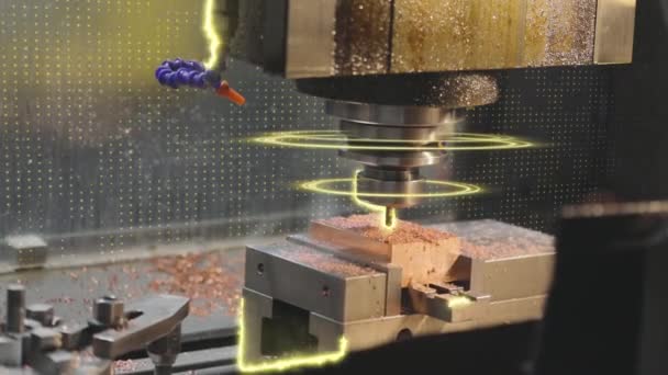 Metaalverwerking Een Cnc Machine Creëren Van Een Metalen Onderdeel Een — Stockvideo