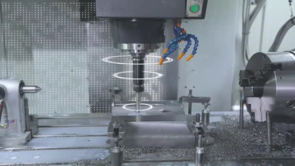 Obróbka Metalu Cnc Maszynie Stworzenie Metalowej Części Maszynie Cnc Maszyna — Wideo stockowe