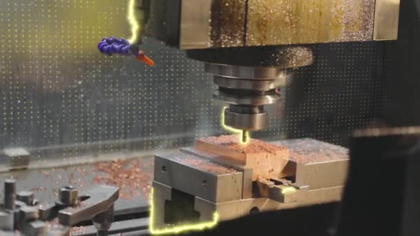 Cncマシン上の金属加工 Cncマシン上の金属部品の作成 Cnc機械は金属部品を作成します — ストック動画