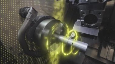 CNC makinesinde metal işleme. CNC makinesinde metal bir parça yaratmak. CNC makinesi bir metal parçası oluşturacak.