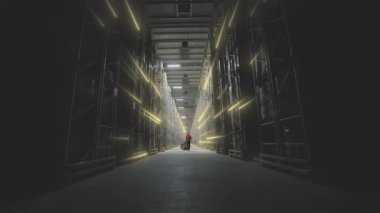 Modern Depo A çalışanı modern bir depoya giriyor. Modern bir deponun görüntüsü.