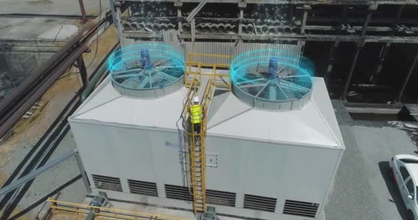Cooling Tower Drone Industrial Cooling Towers Wet Cooling Towers Evaporative — Stock Video