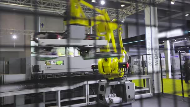 Industrial Robot Arm Industrial Robot Manipulator Work Factory — Wideo stockowe