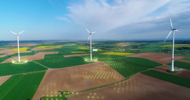 Extraction Wind Power Alternative Sources Electricity Concept Wind Farms Visualization — Vídeos de Stock