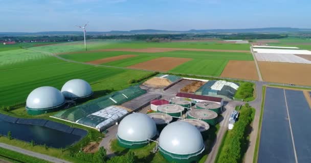 Large Biogas Plant Aerial View Visualization Modern Technologies Data Sciences — Vídeo de Stock
